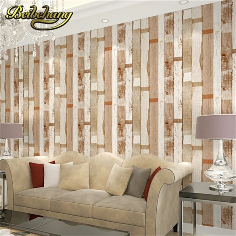 Полосатые деревянные обои beibehang ПВХ/виниловые деревенские из дерева