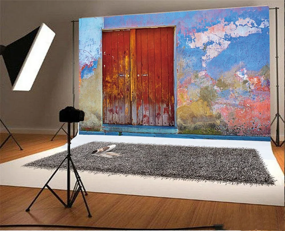 Laeacco Grunge Wall Wooden Door Scene Portrait Photography Backgrounds Customized Photographic Backdrops For Photo Studio | Электроника
