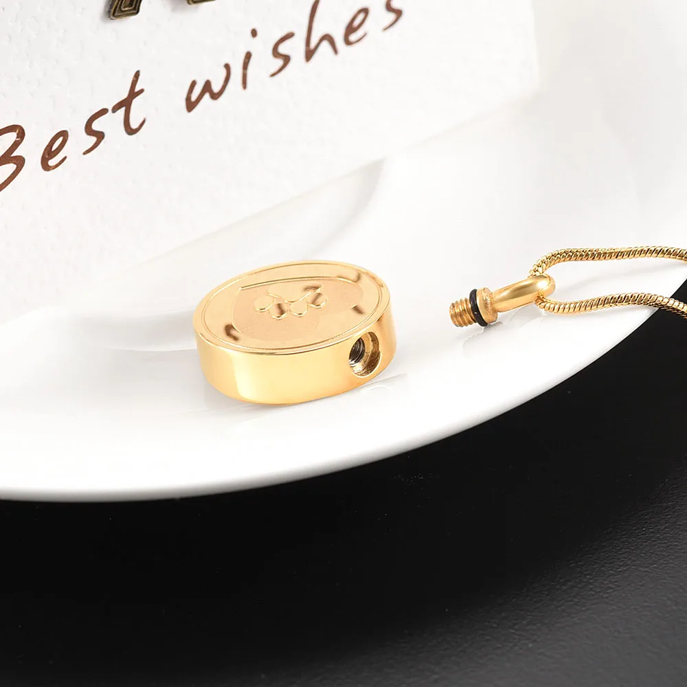 

Pet Dogs Cats Memorial Cremation Jewelry for Ashes Round Pendant Stainless Steel Keepsake Urn Necklace for Pet Human