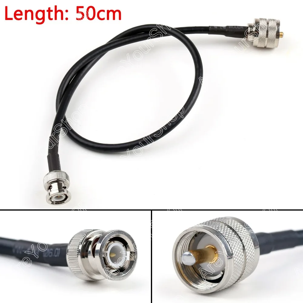 Areyourshop Продажа 50 см RG58 кабель PL259 UHF штекер BNC прямой обжимной коаксиальный косички