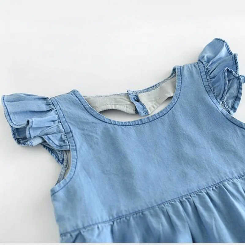 Комбинезон для маленьких мальчиков и девочек с рукавами крылышками джинсовая