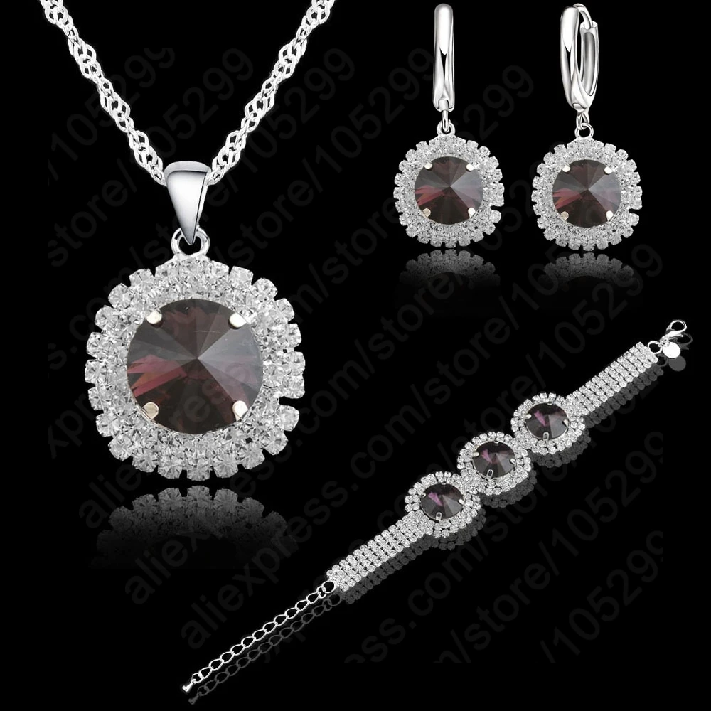 Romantic Women Wedding Jewelry Sets 925 Sterling Silver Cubic Zircon Necklace&ampEarring&ampBracelet Set | Украшения и аксессуары