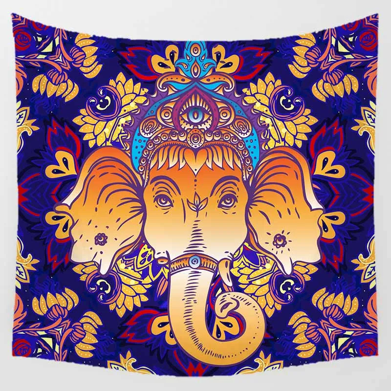 

Hot sale fashion animal indian elephants pattern wall hanging tapestry home decoration wall square tapestry 1750*1750mm