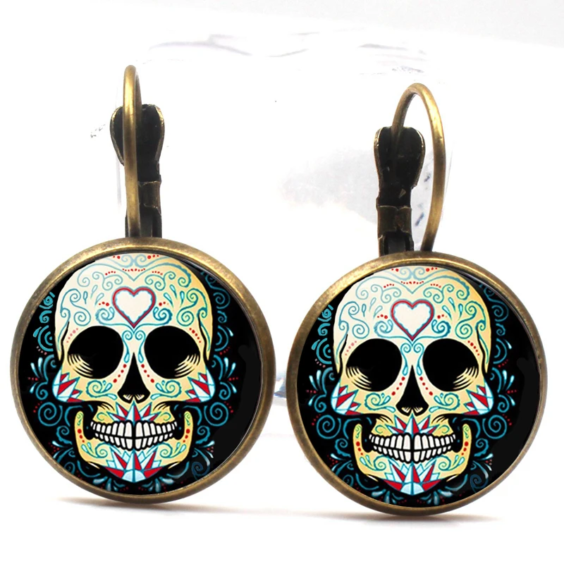 Женские серьги в виде черепа разноцветные украшения мексиканском стиле для дня