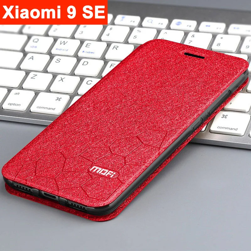 Красный Чехол для xiaomi mi 9 se, чехол, флип, xiaomi mi 9 SE, чехол, кожа, ткань, mofi, подставка для книг, Роскошные блестящие Чехлы, 5,97 дюймов, xiaomi 9SE, чехол - Цвет: Красный
