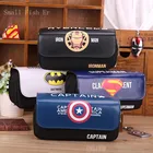 Кожаный чехол для карандашей с мультяшными героями, милый вместительный школьный пенал на двойной молнии для канцелярских принадлежностей, канеты для офиса и школы