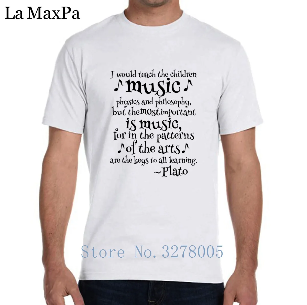 Индивидуальная Футболка однотонная Повседневная футболка Plato Music Philosophy Quote