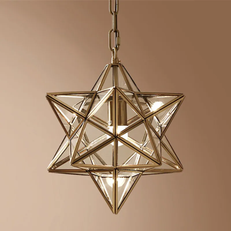 Modern Loft Art Star Glass Pendant Lights Creative Retro Bronze Warm Study Bars Cafe Aisle Led Hanging Light Fixtures | Лампы и