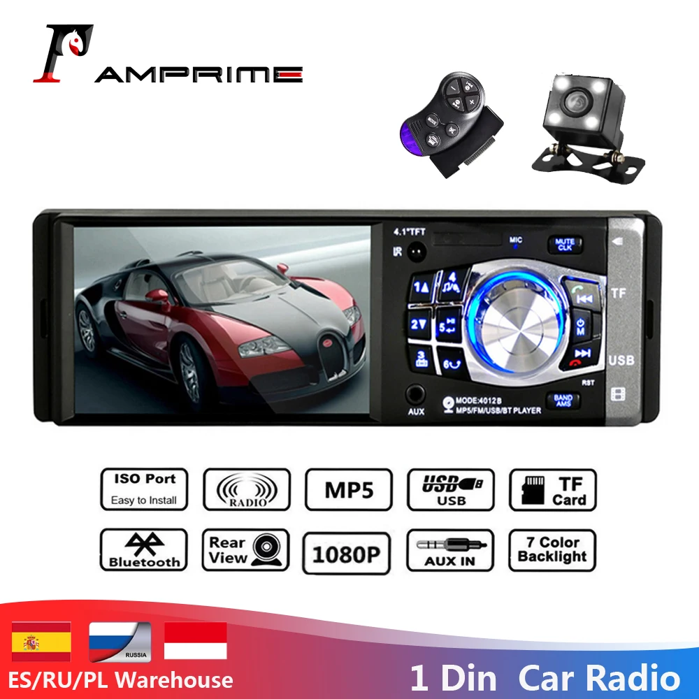 AMPrime 1 din автомобильное радио 4 &quotHD MP5 Мультимедиа USB AUX FM Авторадио Bluetooth пульт