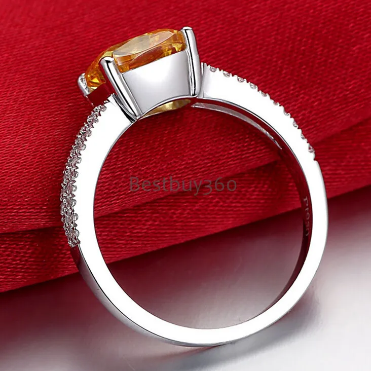 Чистое серебро 2 карата 925 Серебро Свадебные обручальные кольца S925 Кольцо Имя