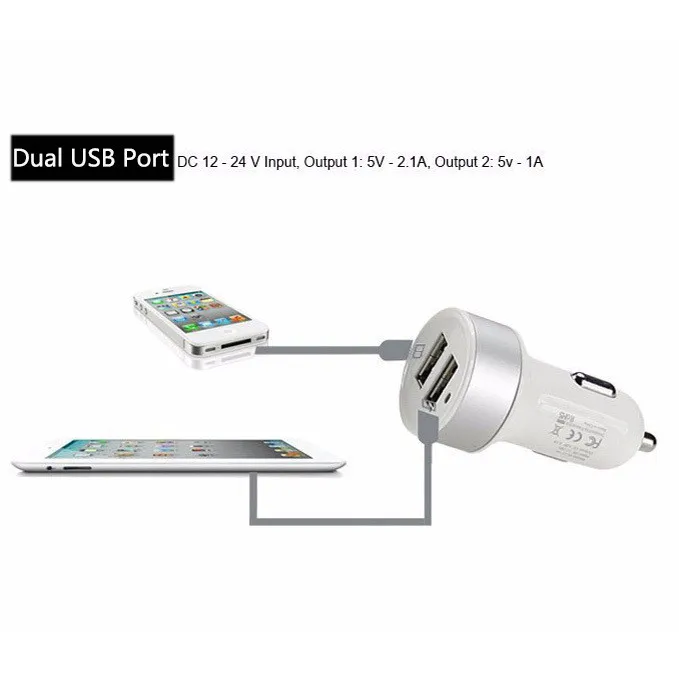 Мини USB Автомобильное зарядное устройство для мобильного телефона планшет GPS 2.1A