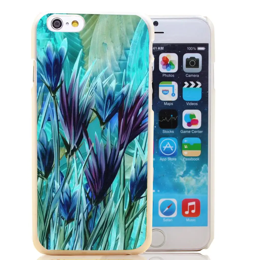 Green Flower Trees Hard Transparent Cover Case for iPhone 4 4s 5 5s 5c 6 6s Phone Cases Protect |
