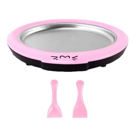 Pink Бытовая машина для приготовления жареного йогурта маленький мини-Ледогенератор детское фруктовое мороженое каша жареный поднос для льда десертная тарелка - Цвет: Pink