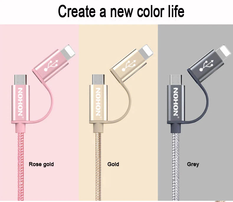 NOHON 2 в 1 Micro USB кабель 8pin USB кабель для зарядного устройства для iPhone 8 7 6 6S Plus 5S iOS 10 9 samsung LG htc Кабели USB для мобильных телефонов