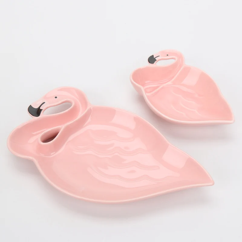 3D Flamingo Plate Pink Bird Creative Ceramic Dishes Snacks Dried Fruit Dessert DIY Birthday Wedding Party Supplies | Дом и сад