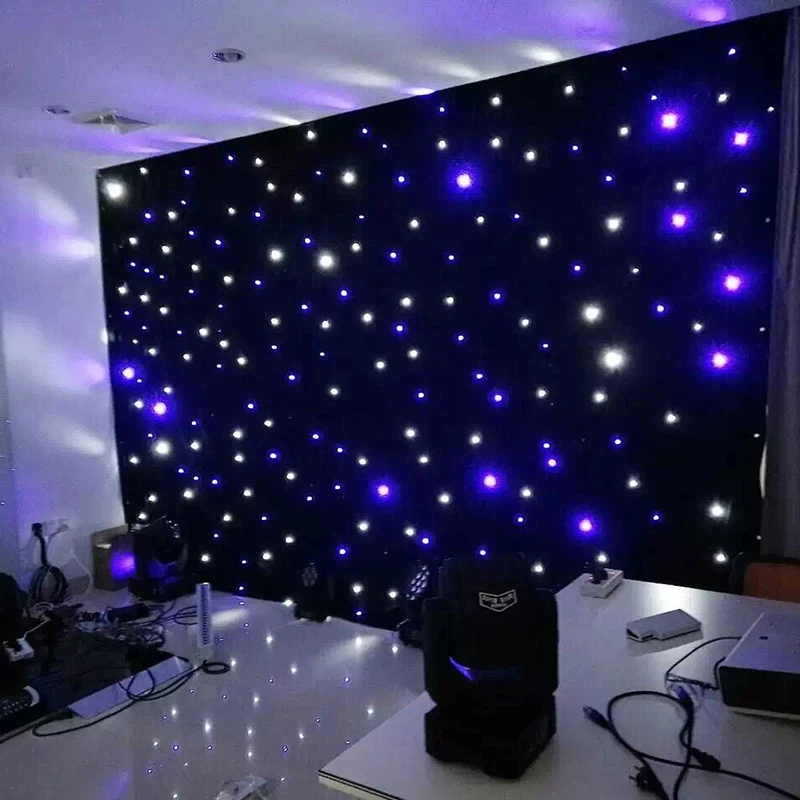 

4 meter x 4 meter led starlight backdrop curtain wedding event party blue and white led curtains for stage backdrops