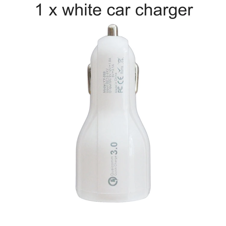 Автомобильное зарядное устройство DIYKIT Quick Charge 3,0 для мобильного телефона, автомобильное зарядное устройство с двумя Usb 3,0, адаптер для быстрой зарядки, автомобильное зарядное устройство Mini Usb - Название цвета: White car charger
