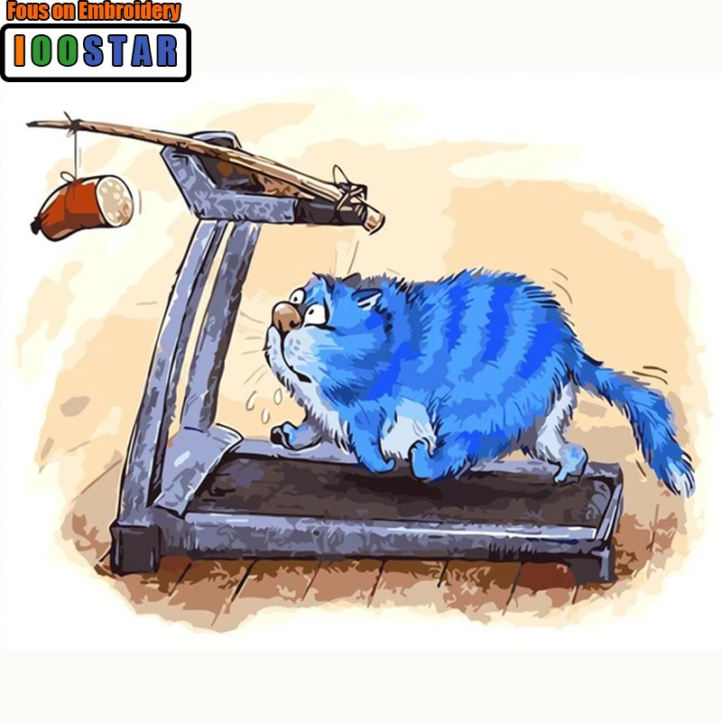 5d Сделай Сам Алмазная синего цвета с рисунком кота Вышивка крестом алмазная