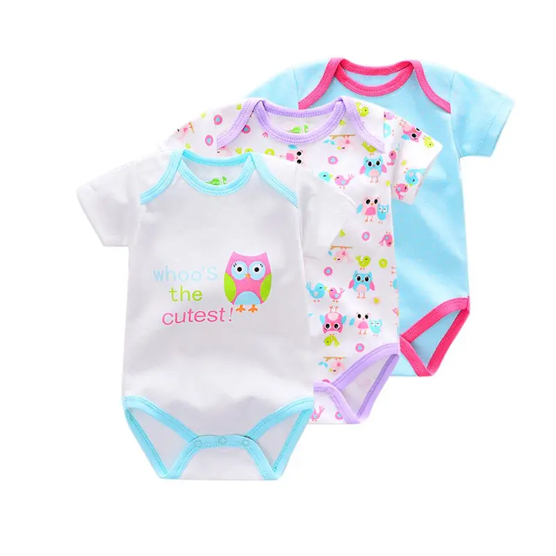 2017 Summer baby Newborn Overall Boy Baby Bodysuits Short Sleeve cotton infant girl Jumpsuit Clothes 3Pieces/lot | Детская одежда и