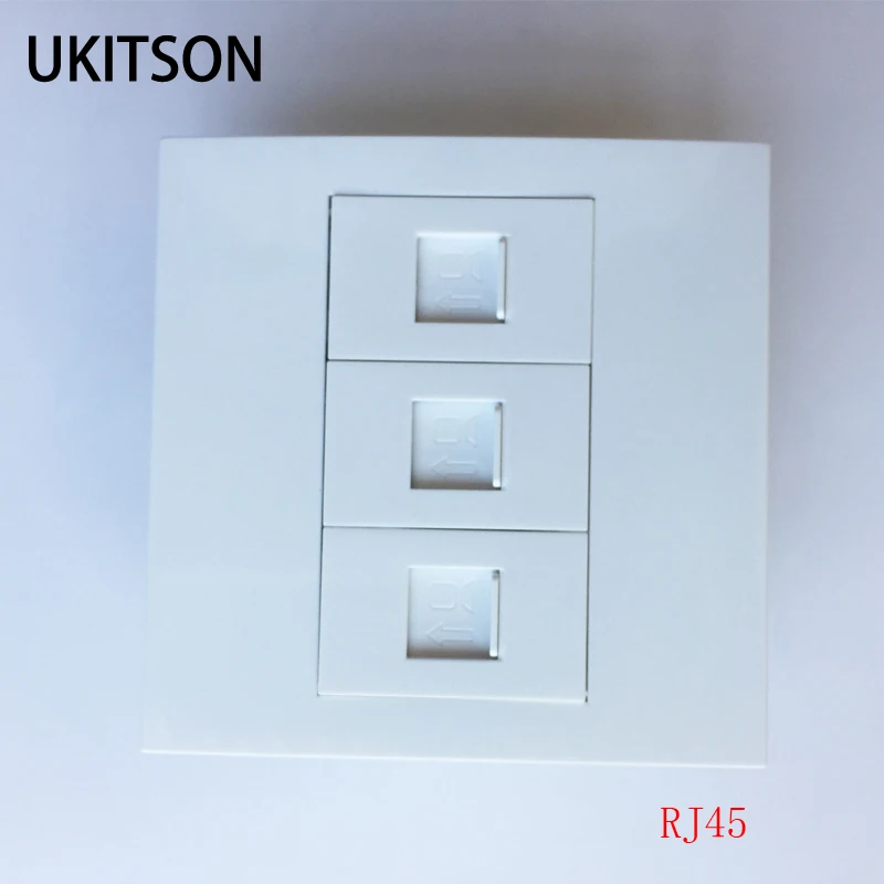 3 порта CAT5 RJ45 настенная панель Интернет LAN штекер с раздвижной крышкой дверь 86x86