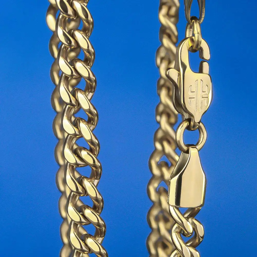 DNSCHIC Cuban Miami Link for Men Necklace Gold Chain Stainless Steel 5.5mm Hip Hop Mens hip-hop wholesale | Украшения и