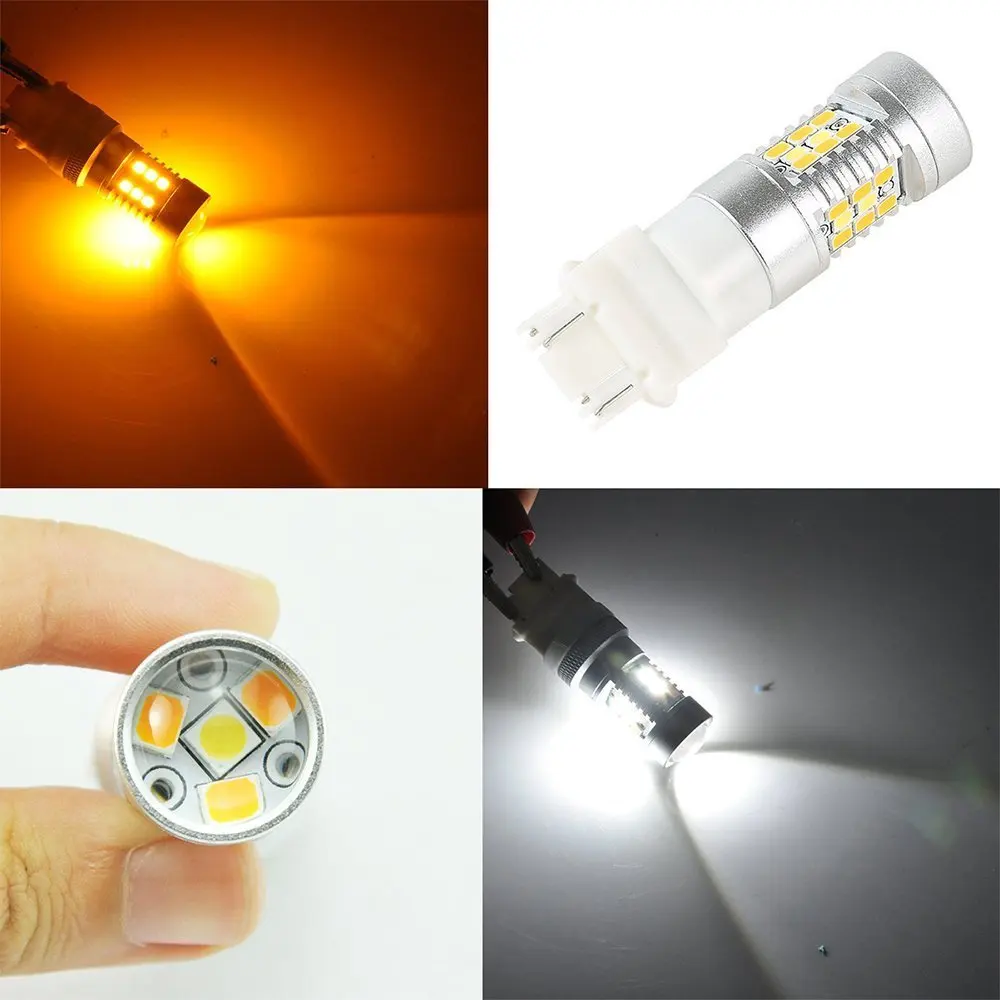 

2Pcs 3157 3155 T25 28SMD Dual Color White Amber Switchback LED Turn Signal Light