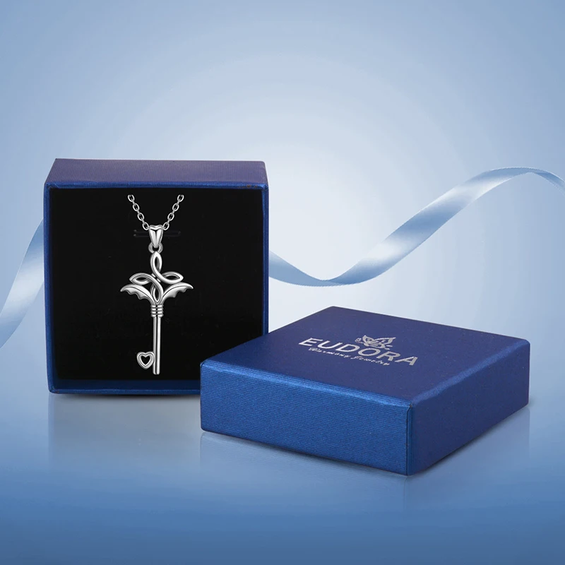 

Eudora Authentic 925 Sterling Silver Key Pendant Celtics knot Necklaces 925 silver Jewelry for Women man Engagement Gift D304