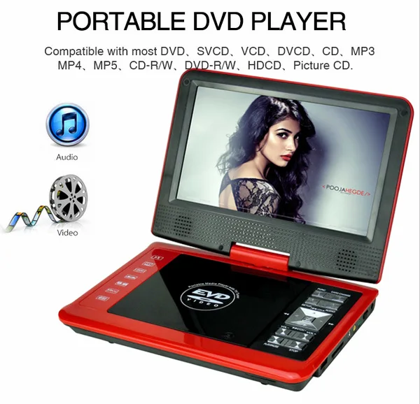 9 8 дюймовый портативный dvd плеер с ТВ/SD/USB Домашний EVD DVD VCD MP3/MP4 RM RMVB VOB MPG MPEG1 MPEG2 MPEG4 DIVX