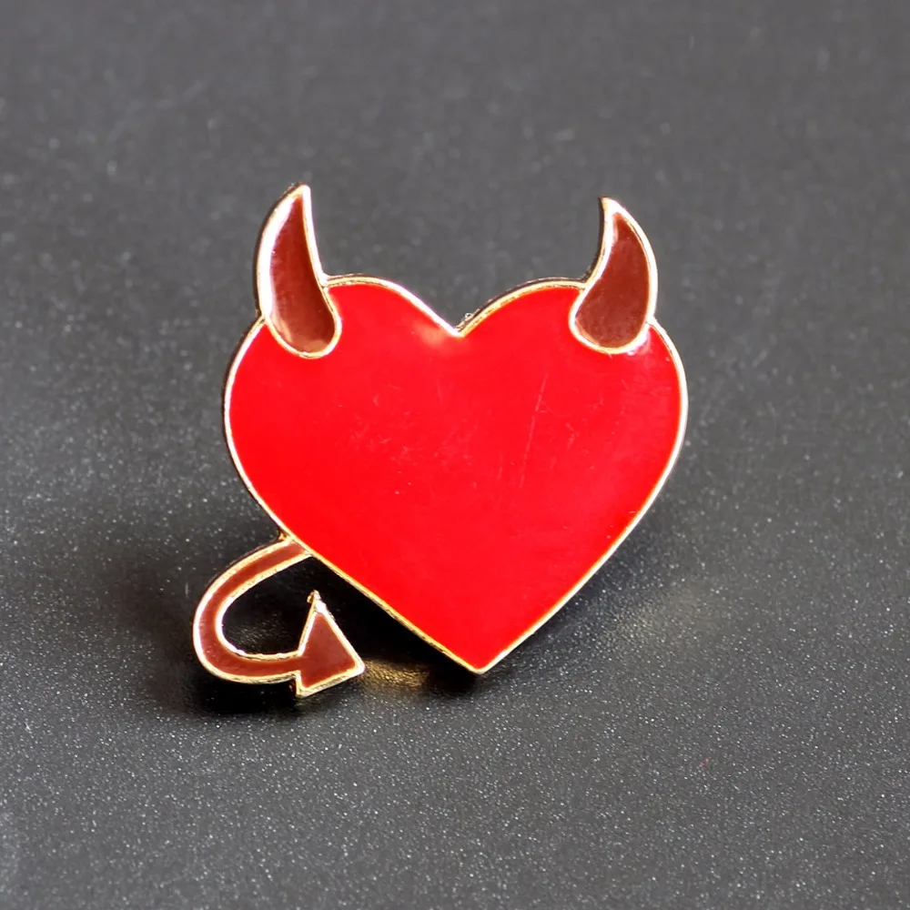Timlee X204 металлическая брошь с рисунком дьявола красного сердца глаз булавки