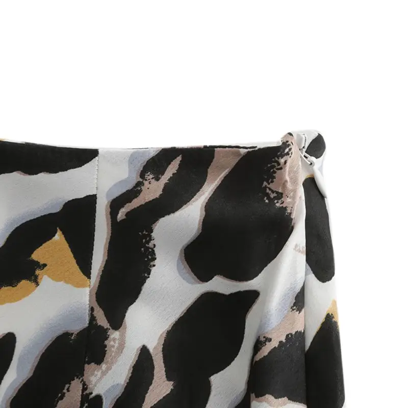 Юбка женская облегающая с высокой талией леопардовым принтом атласная