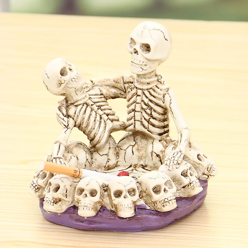 Resin Skull Desk Ashtray Home Decorative Ornaments Ash Tray Personality Office Tabletop Cigarette Drop Shipping | Дом и сад