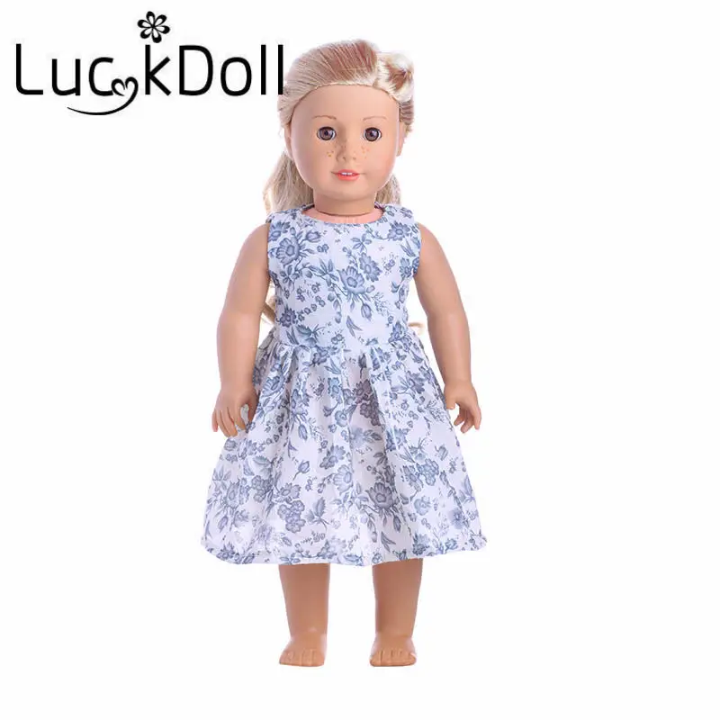 Платье LUCKDOLL без рукавов с круглой шеей для кукол размером 43 см или 18 дюймов