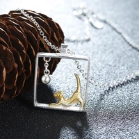 30 silver plated fashion cute cat animal women jewelry ladies pendant necklaces short chain best birthday gift hot sell