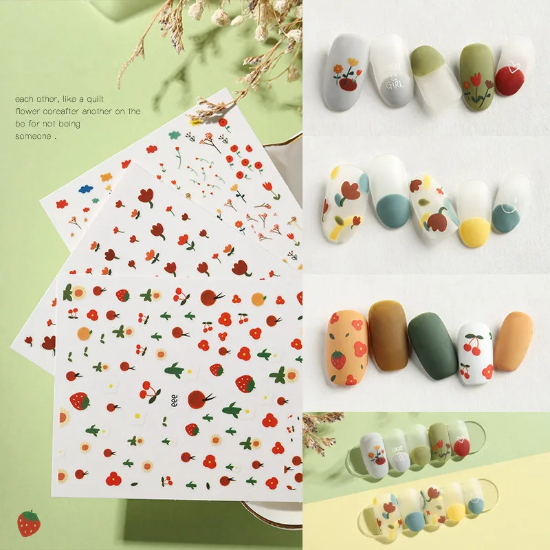 1 лист 3D цветочных переводных наклеек для ногтевого дизайна японского ногтей