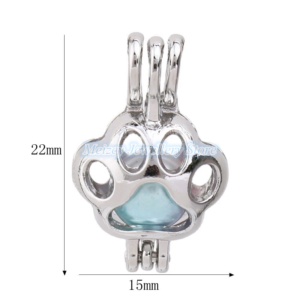 1 шт. Посеребренная Мини собачья лапа жемчужная клетка кулон ожерелье ювелирные