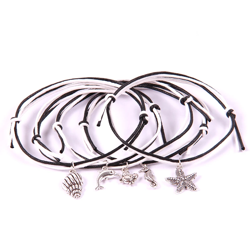 5 шт./лот плетеный браслет женский мужской веревочный Браслет Морская лошадь