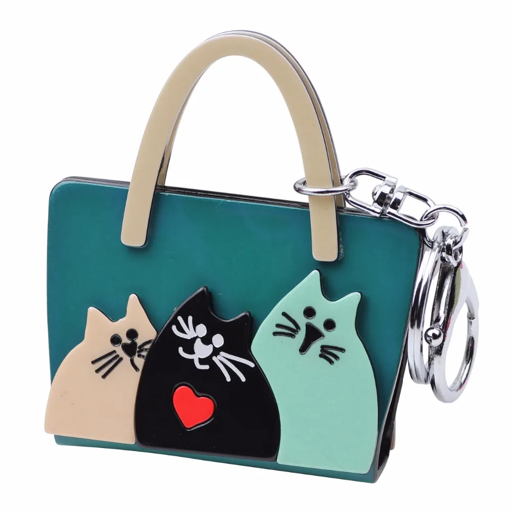 Бонсни Акриловая сумка с котенком на цепочке для ключей.