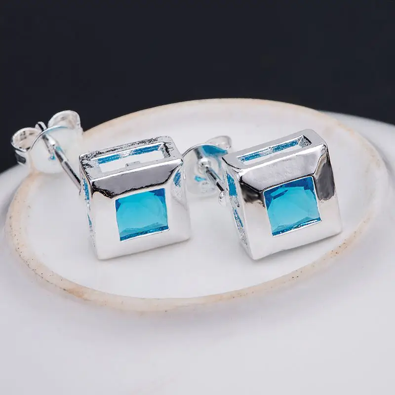 Серьги с зеленым камнем и серебряным покрытием ювелирные изделия 925 для женщин