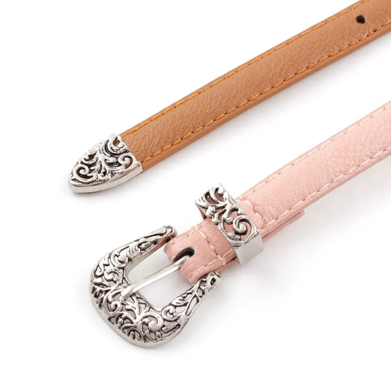 The latest retro pin buckle belt Korean version of Joker ladies pu belts fashion decorative carved faux leather | Аксессуары для