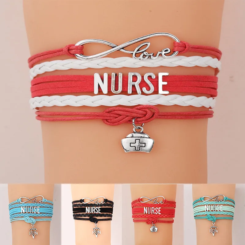 Браслет с надписью nurse Infinity Love плетеный кожаный браслет для медсестры