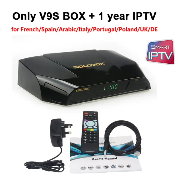 Solovox V9S спутниковый ТВ приемник DVB-S2 цифровой Поддержка HD IPTV m3u CCCAM NewCam через USB WI-FI Мощность VU Xtream Сталкер приемник h96 - Цвет: V9S and 12mon IPTV