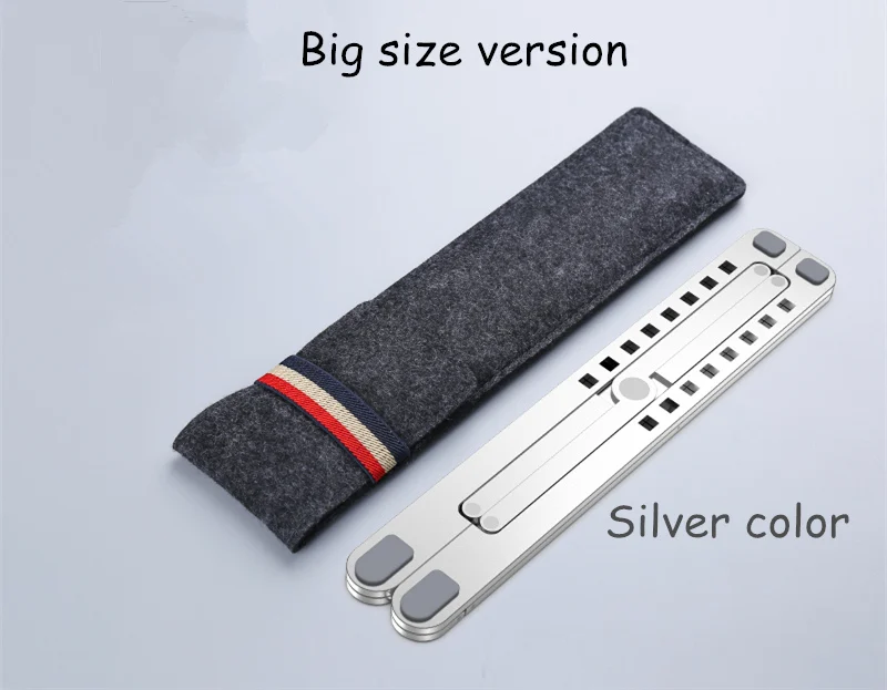 Big size silver Подставка для ноутбука вентилируемая 8 регулируемая высота ноутбука стояк алюминиевый охлаждающий держатель для ноутбука портативный для MacBook Air Pro 11-17'' - Цвет: Big size silver
