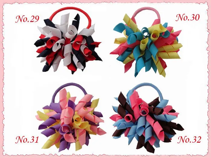 1pcs baby korker tassel Ponytail holders curly ribbons flower hair clip ties corker party bobbles elastic accessory PD006 | Детская