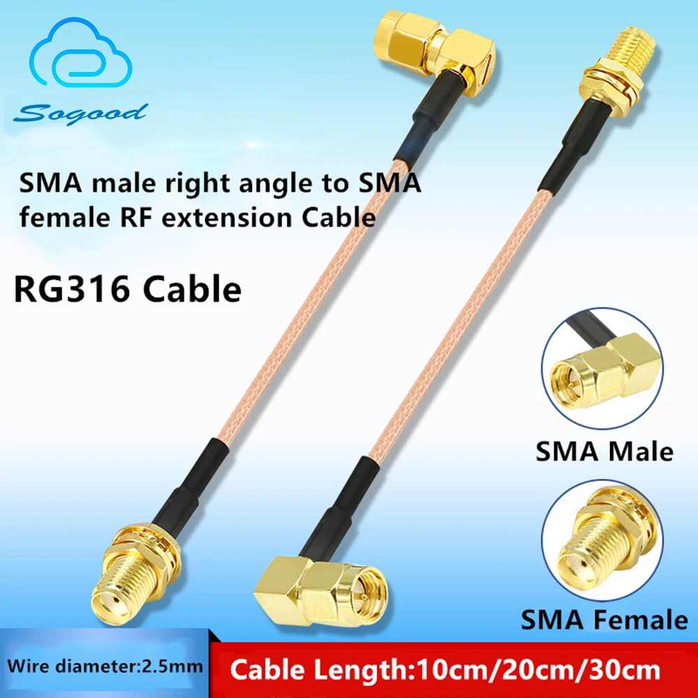SMA male right angle to female RF Coax Pigtail extension Cable RG316 line GPS GSM routing antenna transfer cable |