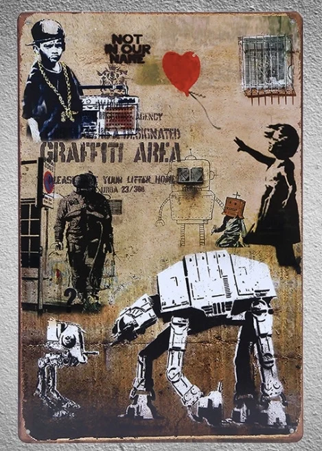 1 шт. Banksy граффити области мира роботы пространство ребенок мальчик девочка стены