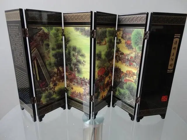 (Мини) изысканный китайский классический складной экран из 6 частей окрашенный