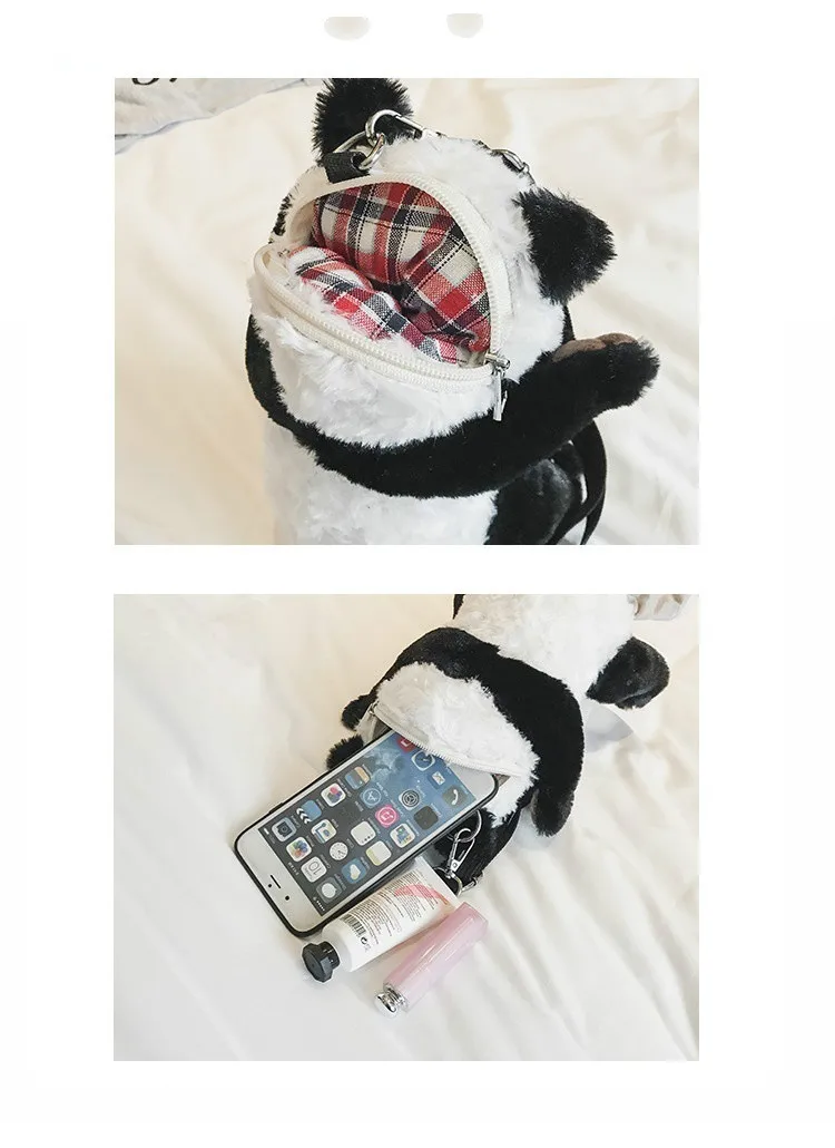1 Pcs Women's Plush Panda Shoulder Slung Bag Cartoon Cute Fashion Wild Chest Bag