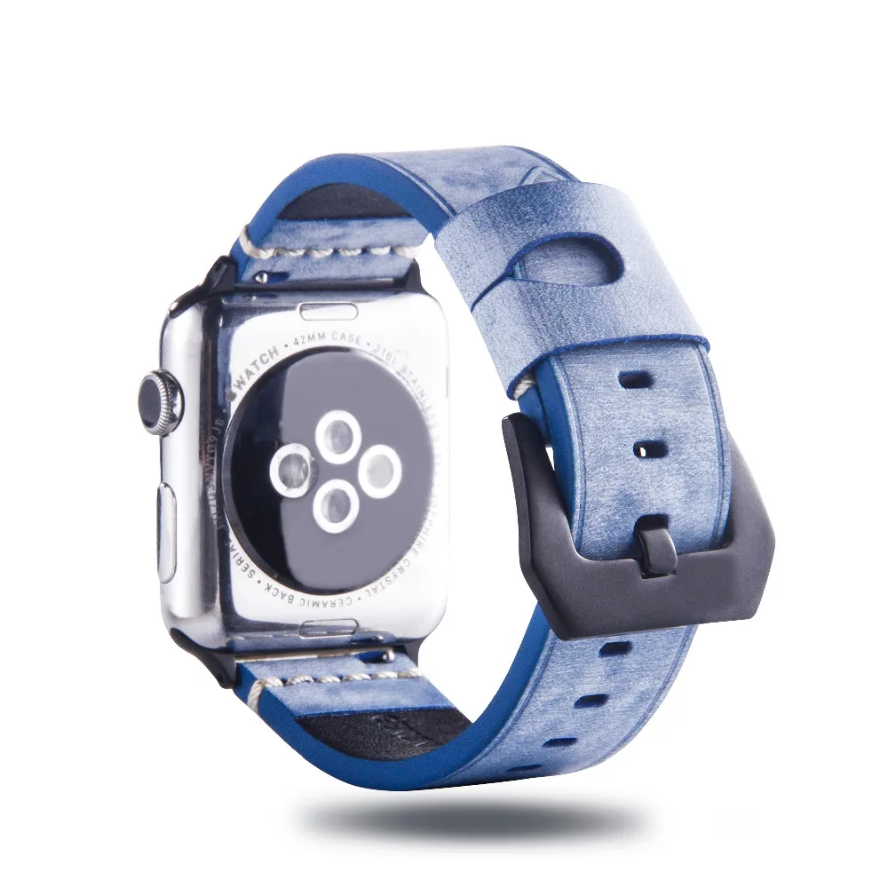 Ремешок для часов из натуральной кожи с белым воском Apple Watch 40 мм 44 38 42 браслет iWatch