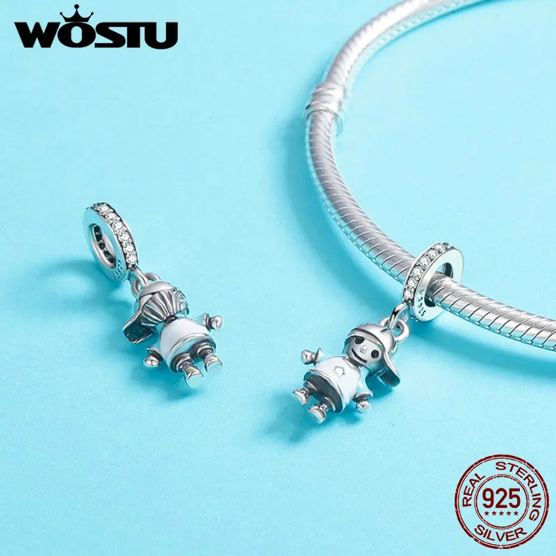 WOSTU новый 100% Стерлинговое Серебро 925 милый мальчик сын болтается подходит
