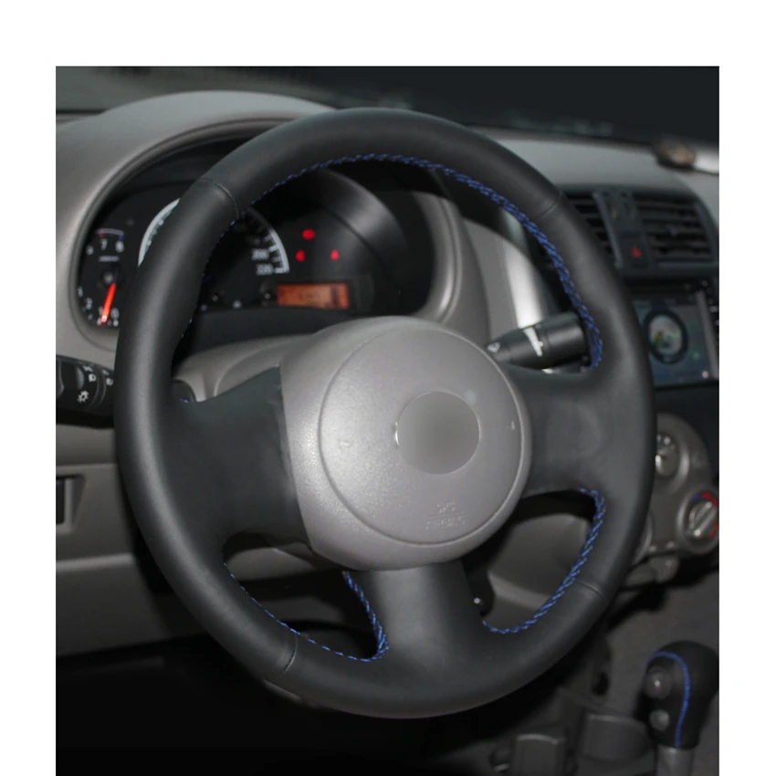 Сшитые вручную DIY черные кожаные аксессуары из микрофибры для Nissan March Sunny Versa 2013